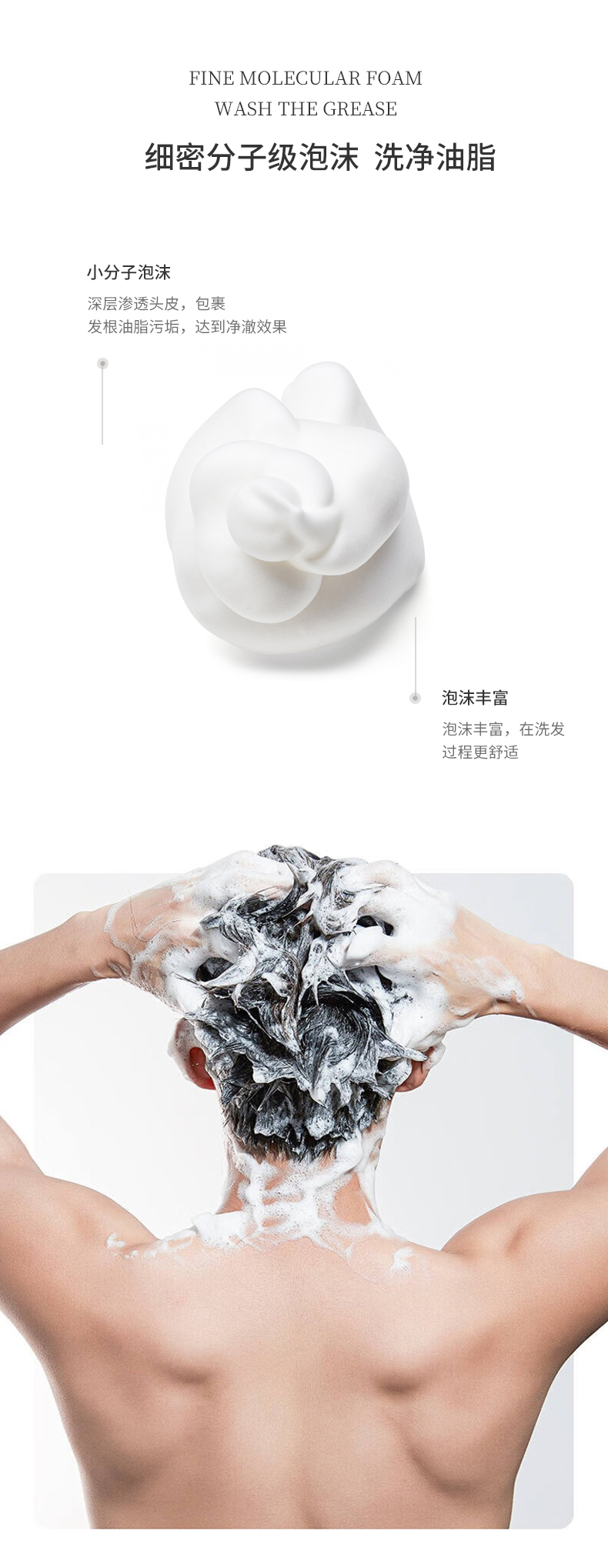 細(xì)密分子級(jí)泡沫，洗凈油脂